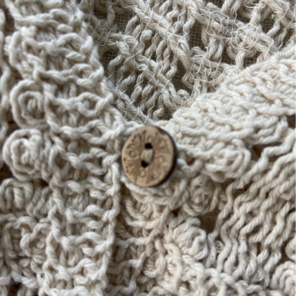 Rebellion Again Vintage Crochet Knit Boho Button-Front Cardigan Size S Cropped - Picture 13 of 15